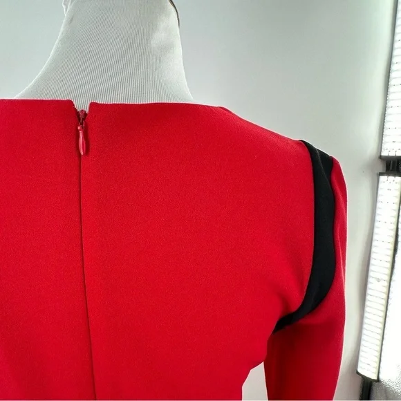 Calvin Klein midi pencil dress size 4 red bell sleeve corpcore bell sleeve